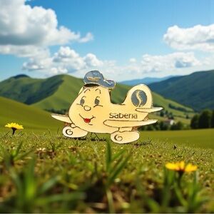 SABENA Belgian Airlines Lapel Pin Collectible White Blue Brussel Preowned Good